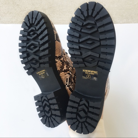 NEW Lulus Devyn Snake Print Lace Up Ankle Boot - Picture 8 of 11